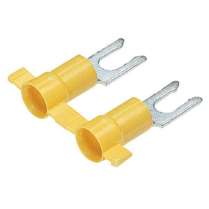 Panduit Insulated Fork Terminals 12 - 10 AWG Butted Seam Funnel Barrel Vinyl Yellow