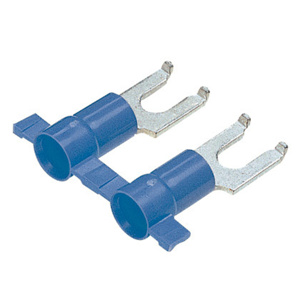 Panduit Insulated Flanged Fork Terminals 16 - 14 AWG Butted Seam Funnel Barrel Vinyl Blue