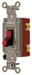 Hubbell Wiring SPST Toggle Light Switches 20 A 120/277 V HBL® Extra Heavy Duty HBL1221 No Illumination Red