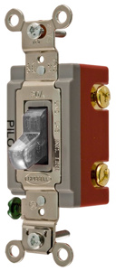 Hubbell Wiring SPST Toggle Light Switches 20 A 120/277 V HBL® Extra Heavy Duty HBL1221 Pilot Light (Illuminated On) Clear