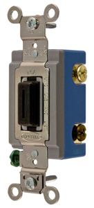 Hubbell Wiring 4-Way, DPDT Keyed/Locking Toggle Light Switches 15 A 120/277 V HBL® Extra Heavy Duty Locking HBL1204 No Illumination Black