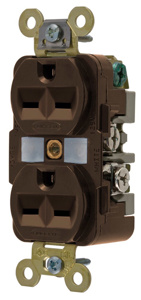 Hubbell Wiring Straight Blade Duplex Receptacles 15 A 250 V 2P3W 6-15R Specification HBL® Extra Heavy Duty Max Dry Location Brown