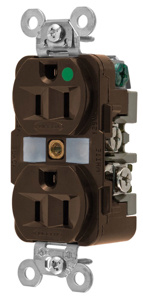 Hubbell Wiring Straight Blade Duplex Receptacles 15 A 125 V 2P3W 5-15R Hospital HBL® Extra Heavy Duty Max Dry Location Brown