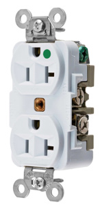 Hubbell Wiring Straight Blade Duplex Receptacles 20 A 125 V 2P3W 5-20R Hospital HBL® Extra Heavy Duty Max Dry Location White