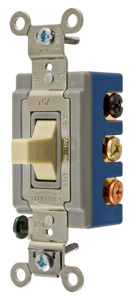Hubbell Wiring DPDT Toggle Light Switches 15 A 120/277 V HBL® Extra Heavy Duty HBL1382 No Illumination Ivory