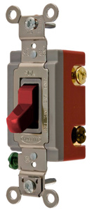 Hubbell Wiring 4-Way, DPDT Toggle Light Switches 20 A 120/277 V HBL® Extra Heavy Duty HBL1224 No Illumination Red