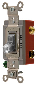 Hubbell Wiring 3-Way, SPDT Toggle Light Switches 20 A 120/277 V HBL® Extra Heavy Duty HBL1223 Clear