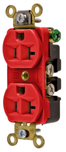 Hubbell Wiring Straight Blade Duplex Receptacles 20 A 125 V 2P3W 5-20R Industrial HBL® Extra Heavy Duty Max Dry Location Red