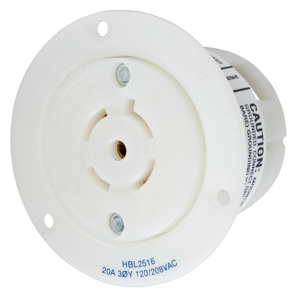 Hubbell Wiring Locking Flanged Receptacles 20 A 120/208 VAC 4P5W L21-20R Twist-Lock® Insulgrip®