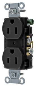 Hubbell Wiring Straight Blade Duplex Receptacles 15 A 125 V 2P3W 5-15R Commercial CR Dry Location Black