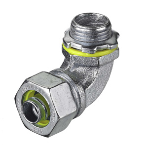 Hubbell Wiring H Series 90 Degree Liquidtight Connectors Non-insulated 3/8 in Compression x Threaded Steel