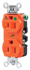 Hubbell Wiring Straight Blade Duplex Receptacles 15 A 125 V 2P3W 5-15R Hospital HBL® Extra Heavy Duty Max Dry Location Orange