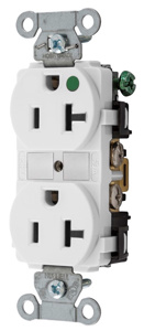 Hubbell Wiring Straight Blade Duplex Receptacles 20 A 125 V 2P3W 5-20R Hospital Hubbell-Pro™ Dry Location White