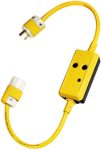 Hubbell Wiring Circuit Guard® GFP3C20M Series GFCI Line Cords 20 A 5-20R Yellow