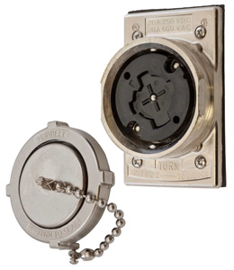 Hubbell Wiring Locking Single Receptacles 20/30 A 250 VDC/600 VAC 3P4W Non-NEMA Hubbellock® Twist-Lock®