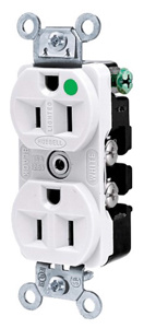 Hubbell Wiring Straight Blade Duplex Receptacles 15 A 125 V 2P3W 5-15R Hospital HBL® Extra Heavy Duty Max Dry Location White