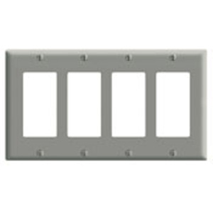 Leviton Standard Decorator Wallplates 4 Gang Gray Thermoset Plastic Device