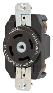 Hubbell Wiring Locking Single Receptacles 20 A 120/208 VAC 4P5W Non-NEMA Twist-Lock® Variload® Unique Center Pin