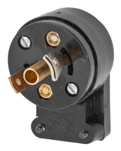 Hubbell Wiring Angled Midget Locking Plugs 15 A 125 V 2P3W ML-2P Insulated Twist-Lock® Dry Location