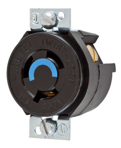 Hubbell Wiring Locking Single Receptacles 15 A 250 V 2P3W L6-15R Twist-Lock®