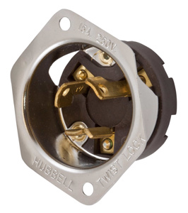 Hubbell Wiring Locking Flanged Inlets 15 A 250 V 2P3W L6-15P Twist-Lock®