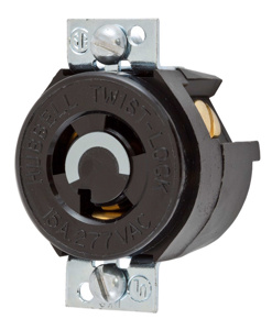 Hubbell Wiring Locking Single Receptacles 15 A 277 V 2P3W L7-15R Twist-Lock®