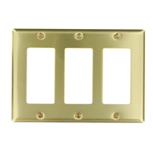 Leviton Standard Decorator Wallplates 3 Gang Brass Brass Device