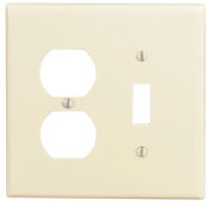 Leviton Midsized Duplex Toggle Wallplates 2 Gang Ivory Thermoset Plastic Device