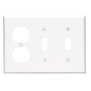 Leviton Standard Duplex Toggle Wallplates 3 Gang White Nylon Device