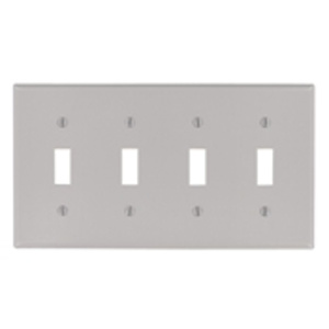 Leviton Standard Toggle Wallplates 4 Gang Gray Thermoset Plastic Device