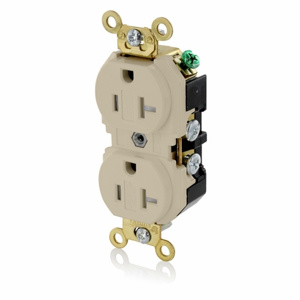 Leviton 5362SG Series Duplex Receptacles 20 A 125 V 2P3W Extra Heavy-Duty Industrial Specification Grade Tamper-resistant Ivory