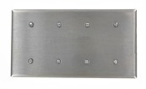Leviton Standard Blank Wallplates 4 Gang Stainless Steel 302 Stainless Steel Strap