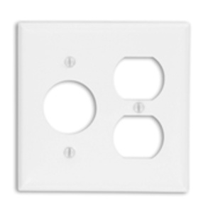 Leviton Standard Duplex Round Hole Wallplates 2 Gang 1.406 in White Painted Metal Device