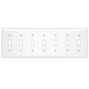 Leviton Standard Toggle Wallplates 7 Gang White Painted Metal Device