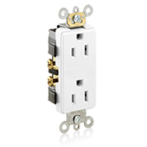 Leviton 16252 Series Duplex Receptacles 15 A 125 V 2P3W 5-15R Heavy-Duty Industrial Specification Grade Decora® Plus White<multisep/>White