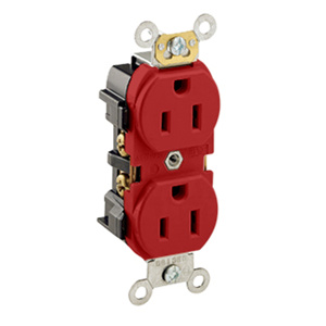 Leviton 5252 Series Duplex Receptacles 15 A 125 V 2P3W 5-15R Heavy-Duty Industrial Specification Grade Red<multisep/>Red