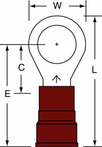 3M MN Series Insulated Ring Terminals 8 AWG 1/4 in Red