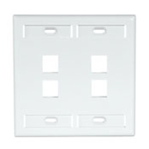 Leviton Standard Multimedia Faceplates 2 Gang 4 Port White High-Impact Plastic Box