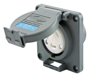 Hubbell Wiring Locking Single Receptacles 30 A 250 V 2P3W L6-30R Twist-Lock® Safety-Shroud®