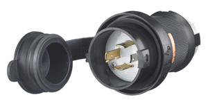 Hubbell Wiring Straight Locking Plugs 20 A 125/250 V 3P4W L14-20P Uninsulated Twist-Lock® Safety-Shroud® Watertight