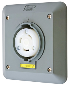 Hubbell Wiring Locking Single Receptacles 30 A 125 V 2P3W L5-30R Twist-Lock® Safety-Shroud®