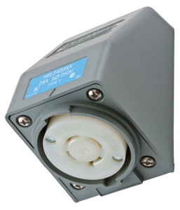 Hubbell Wiring Locking Angled Single Receptacles 20 A 250 V 3P4W L15-20R Twist-Lock® Safety-Shroud®