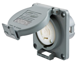 Hubbell Wiring Locking Single Receptacles 30 A 600 V 3P4W L17-30R Twist-Lock® Safety-Shroud®