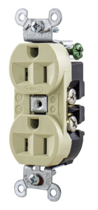 Hubbell Wiring Straight Blade Duplex Receptacles 15 A 125 V 2P3W 5-15R Commercial/Industrial Hubbell-Pro™ Dry Location Ivory