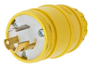 Hubbell Wiring Straight Locking Plugs 15 A 125 V 2P3W L5-15P Uninsulated Twist-Lock® Elastogrip® Dustight, Watertight