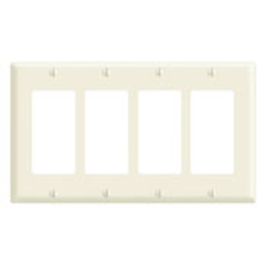 Leviton Standard Decorator Wallplates 4 Gang White Nylon Device