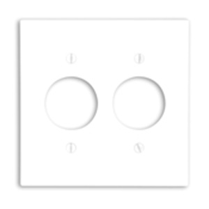 Leviton Standard Round Hole Wallplates 2 Gang 1.406 in White Thermoset Plastic Device