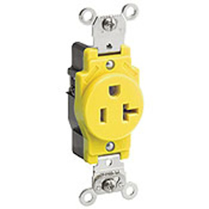 Leviton 5361-CR Series Single Receptacles 20 A 125 V 2P3W 5-20R Industrial Yellow<multisep/>Yellow
