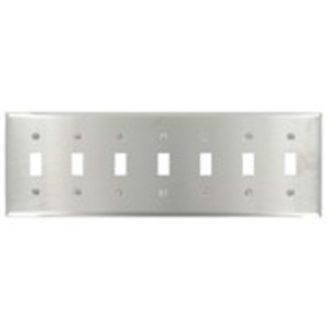 Leviton Standard Toggle Wallplates 7 Gang Stainless Steel 302 Stainless Steel Device