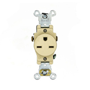Leviton 5651 Series Single Receptacles 15 A 250 V 2P3W 6-15R Heavy-Duty Industrial Specification Grade Ivory<multisep/>Ivory